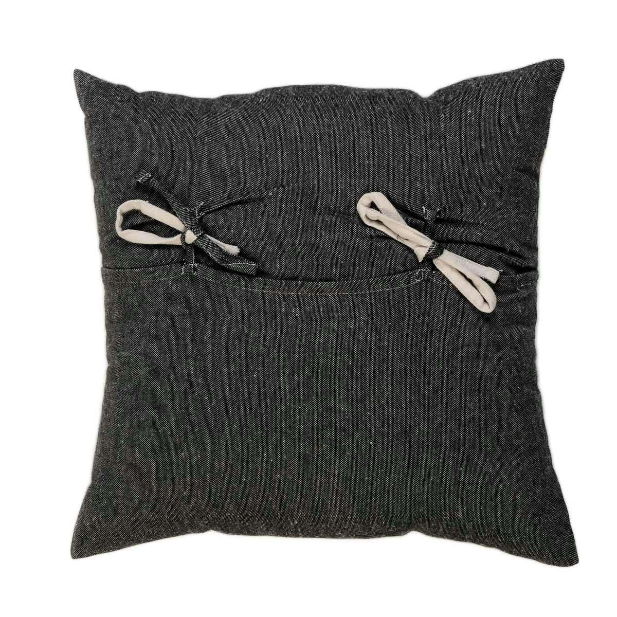 CASABLANCA - Housse de coussin coton tri-bande noir blanc et écru 40 x 40