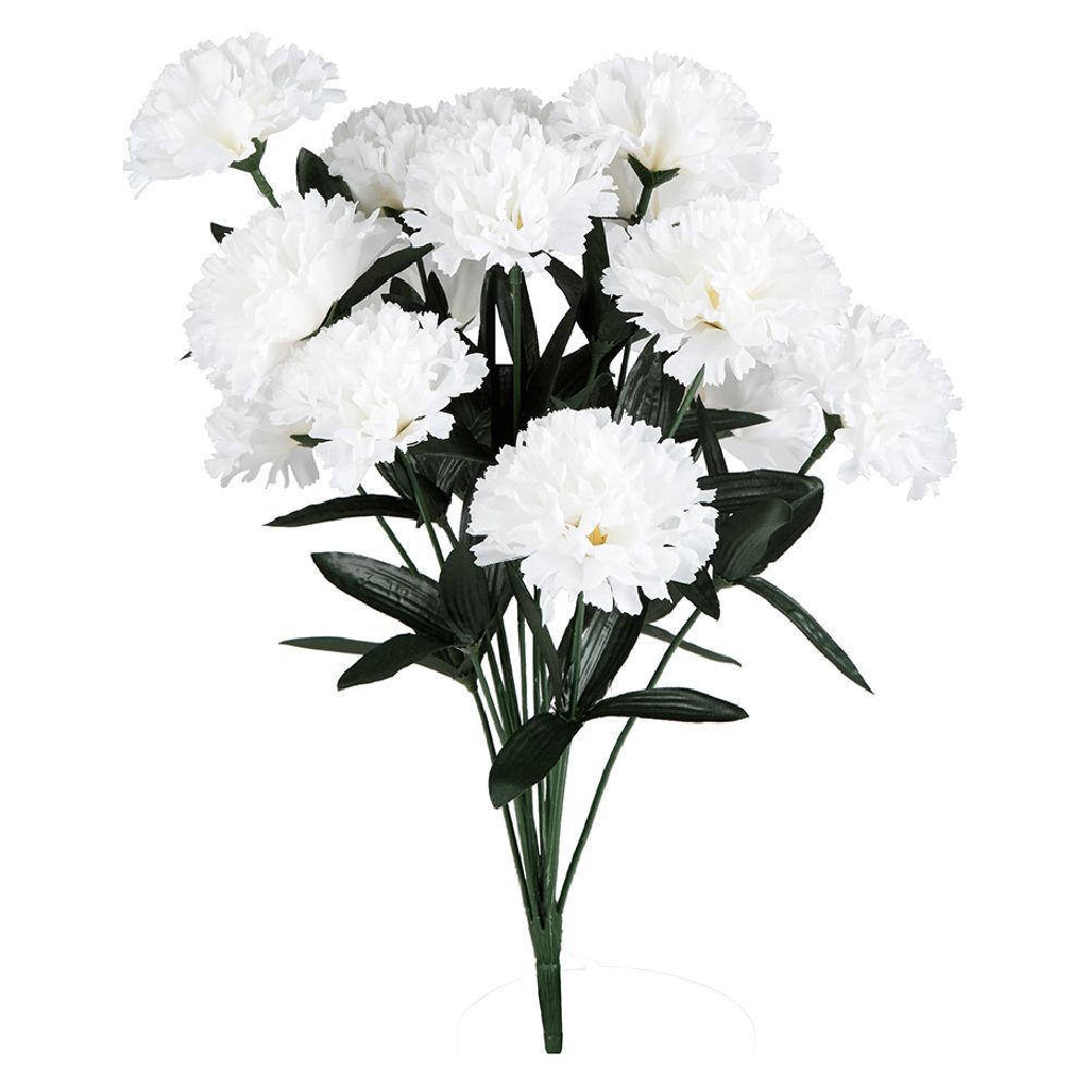 Piquet oeillets blanc bouquet fleur artificielle Ø20xH46cm