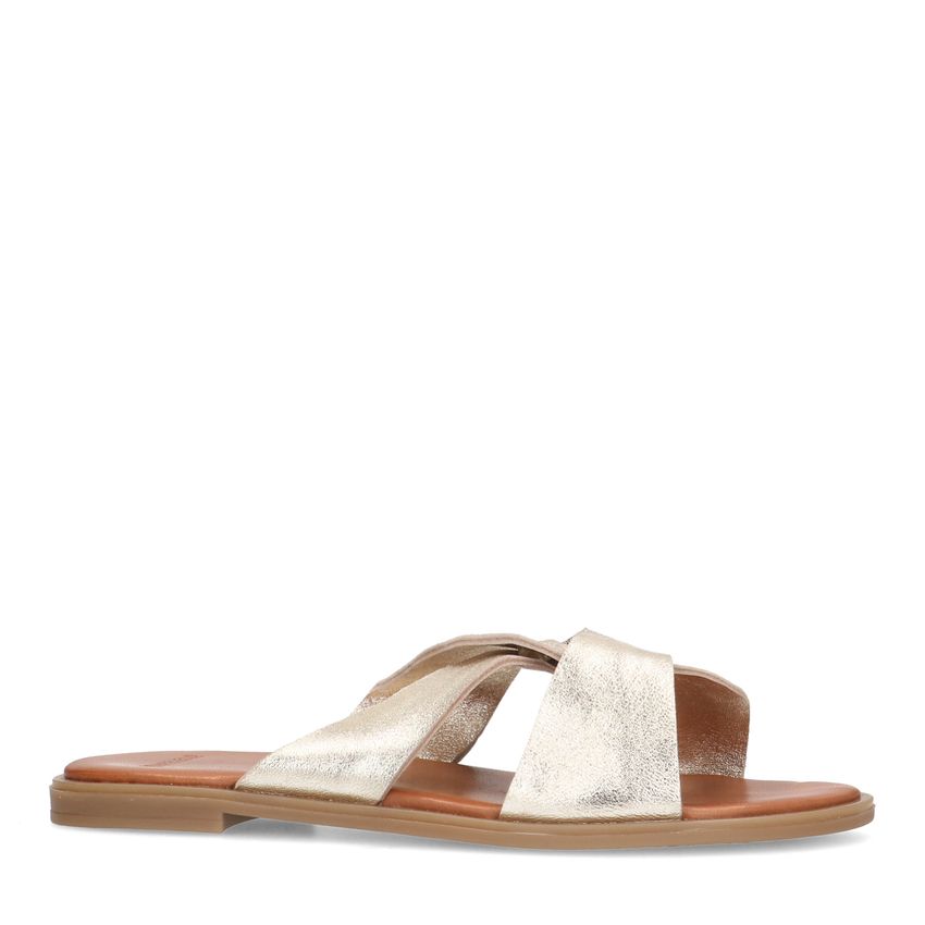 Manfield Gouden leren slippers