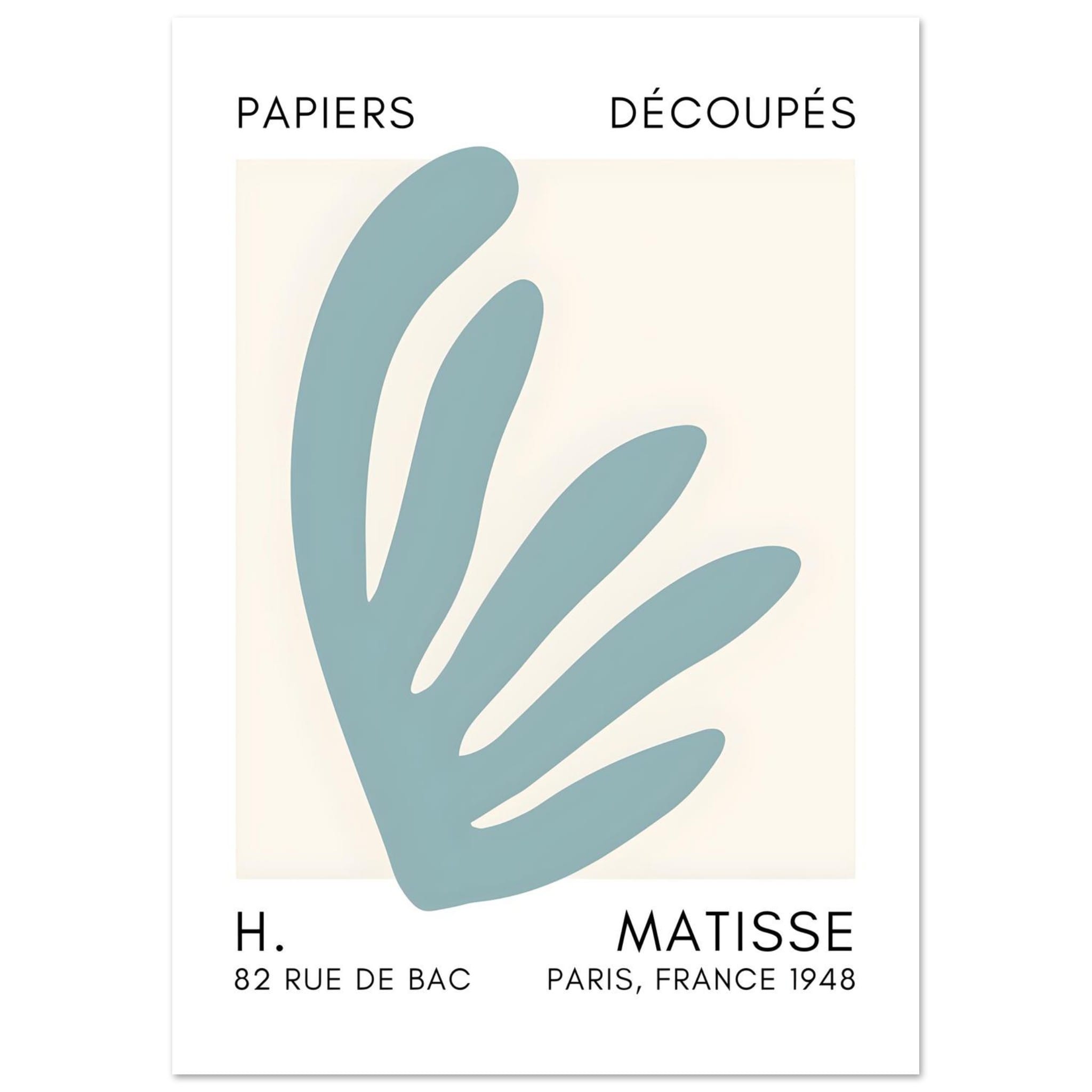 Artfulprints Poster Matisse – Aquatic impression turquoise  - A4 21x29.7 cm - Turquoise