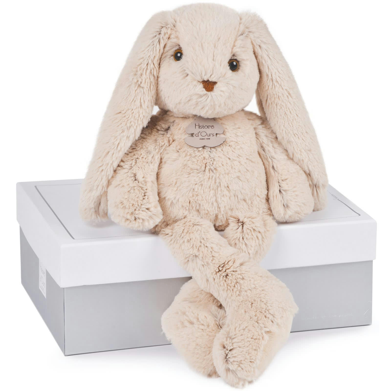 - Coffret peluche Lapin Copains câlins beige (40 cm)