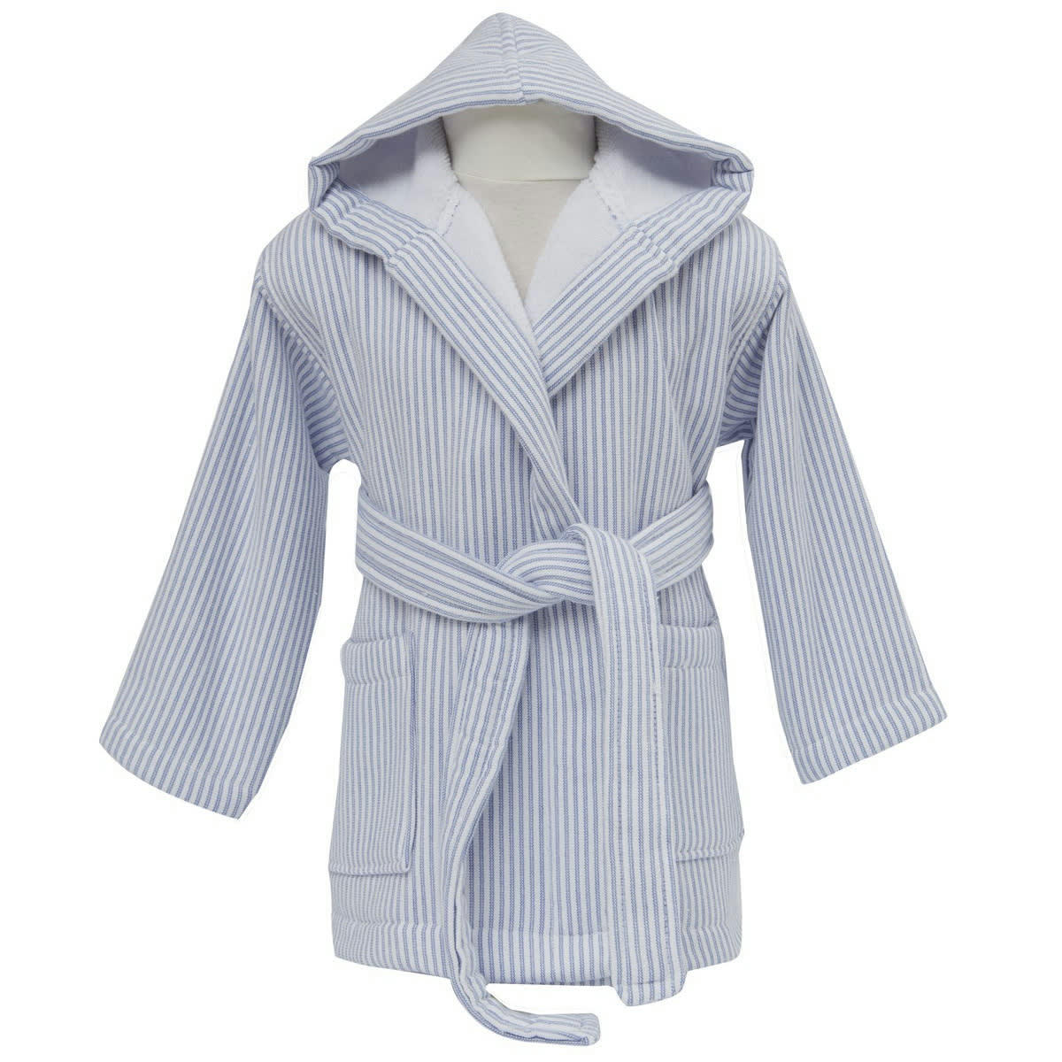 SOHO - Peignoir de bain enfant rayé zéro twist  bleu 06 ans