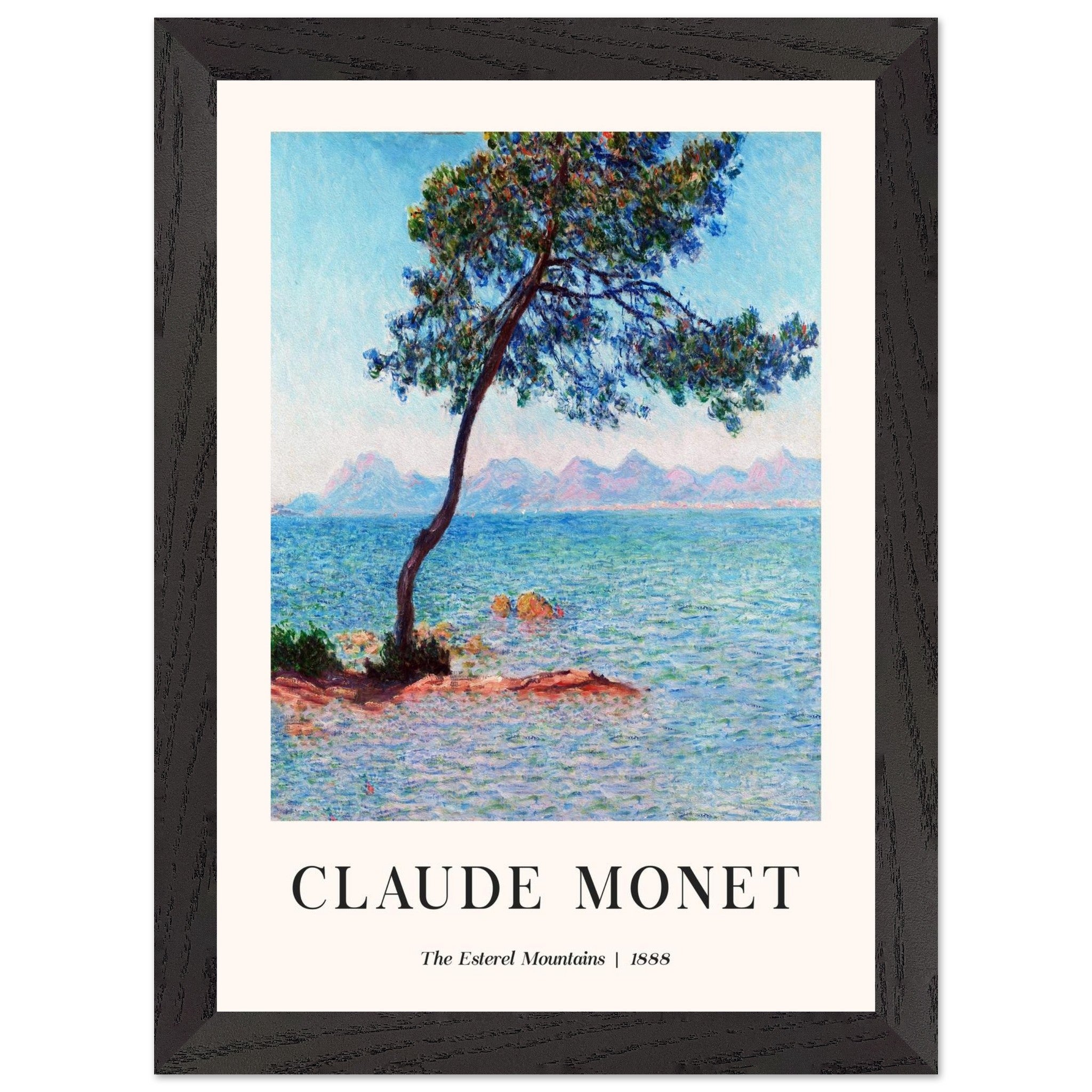 Artfulprints Poster met Lijst Claude Monet - The Esterel Mountains  - A4 21x29.7 cm - Turquoise