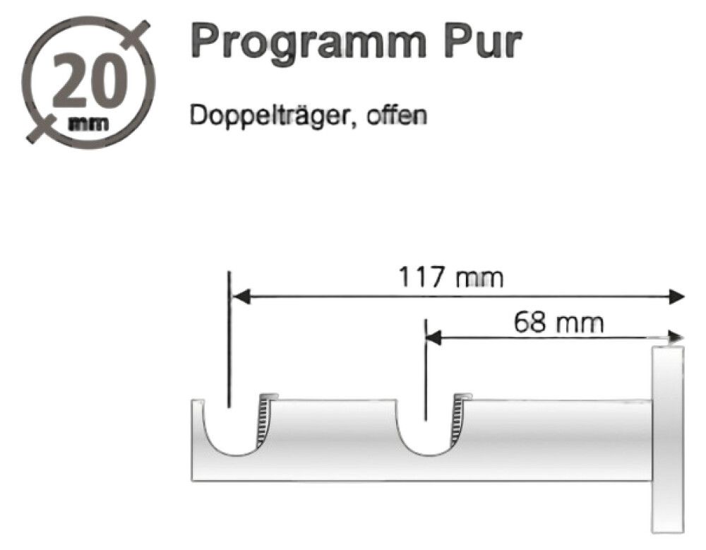 GARDINSTOPPER LIEDECO PUR 20MM SØLV 2-LØPS