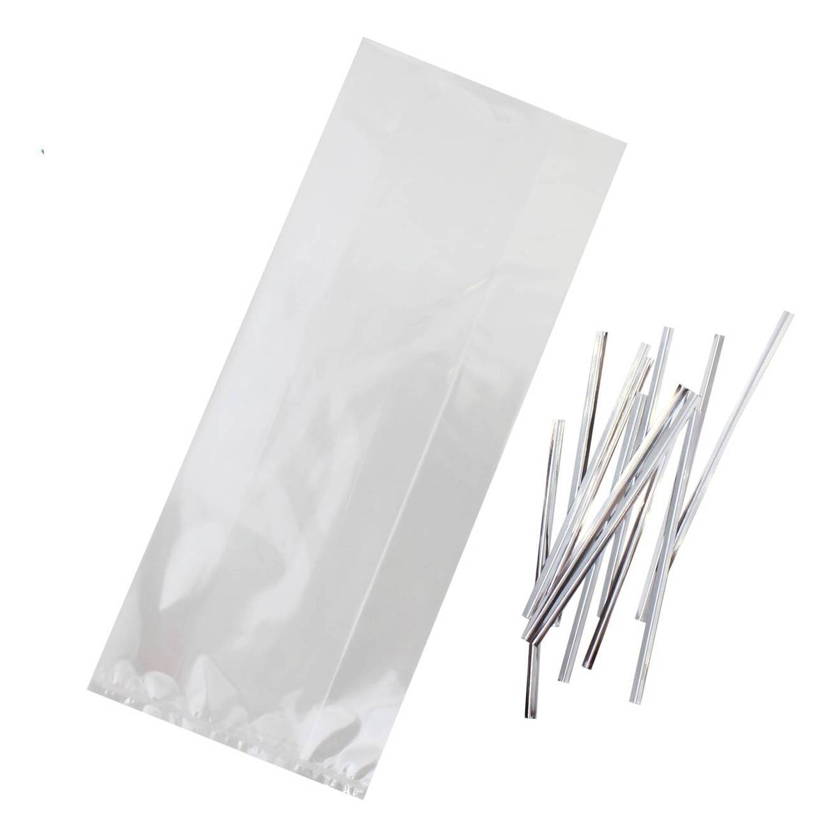 Clear Treat Bags with Ties 10 x 24cm 25 Pack