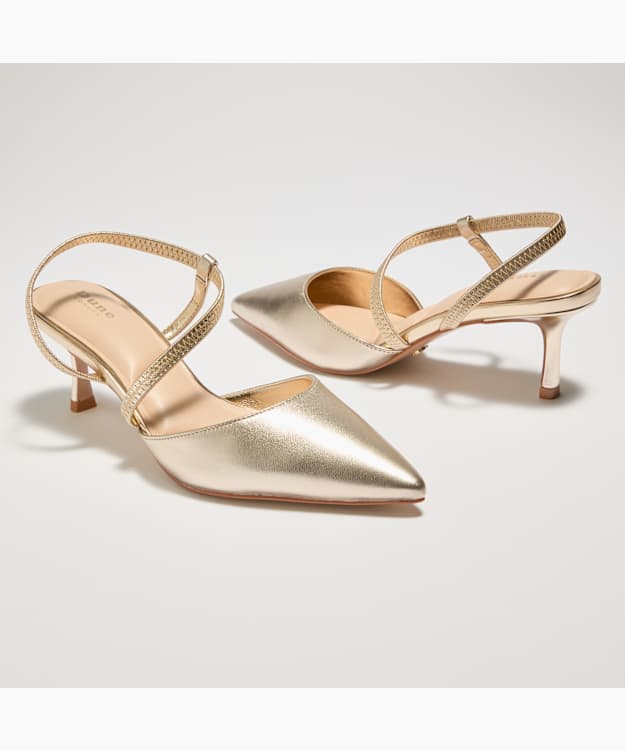 Charming Gold - Metallic Leather Court Shoes