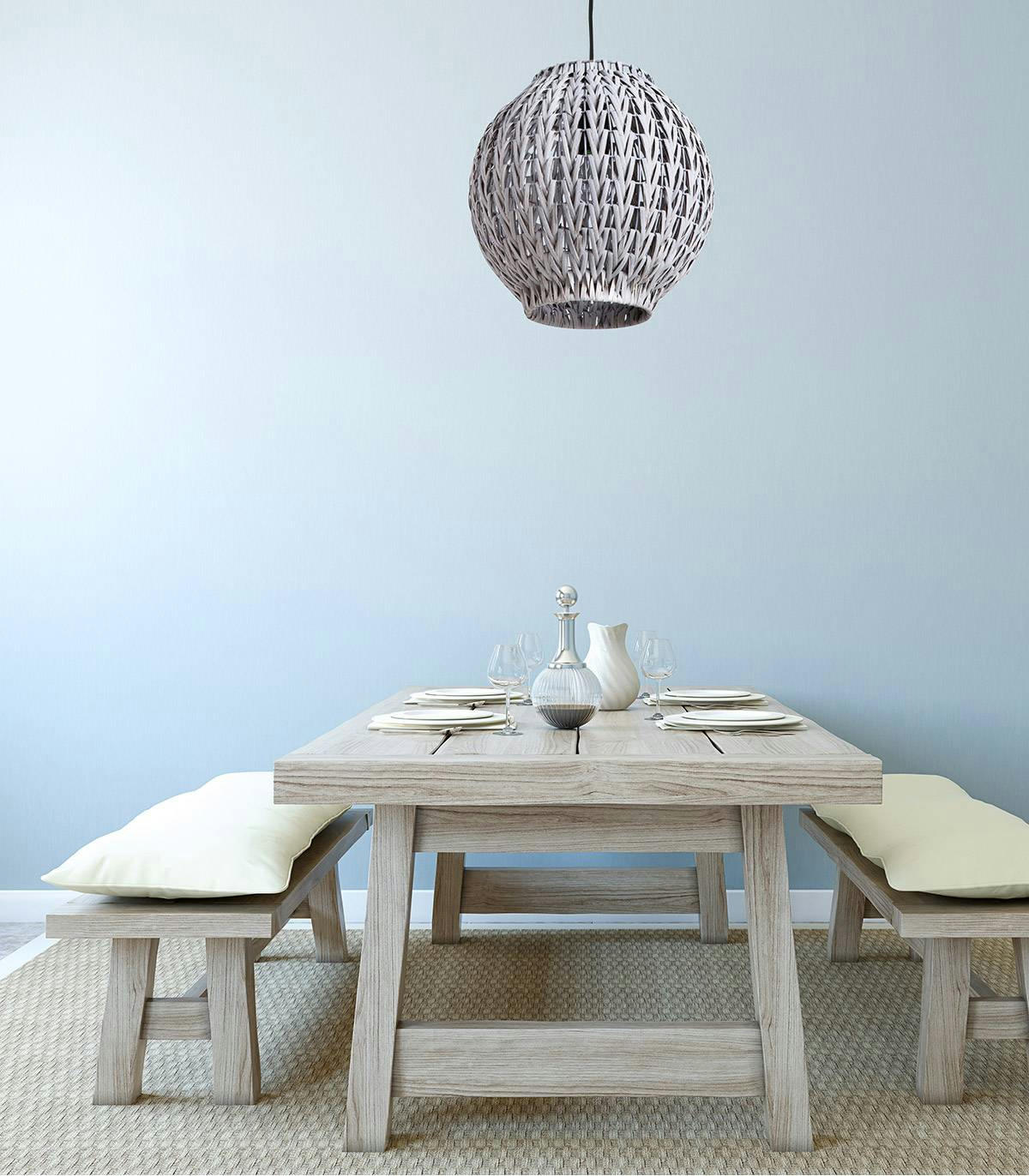 TAHIA - Suspension en rotin gris d. 31 cm