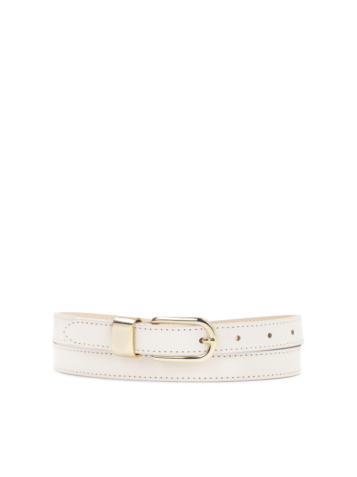 Ladies’ stylish narrow off white belt