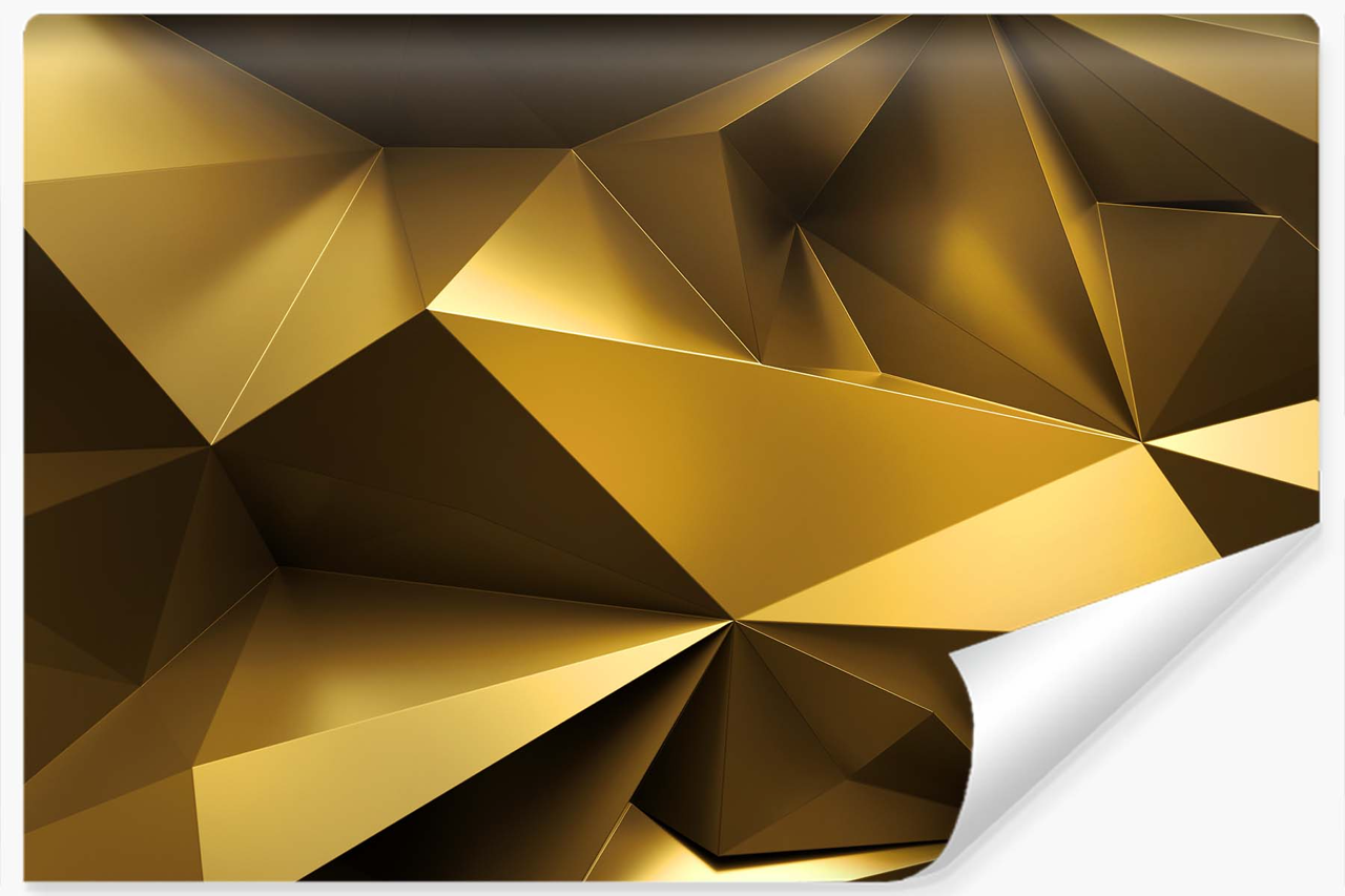 Fototapeta ABSTRAKCJA Złote Kształty 3D 90x60cm