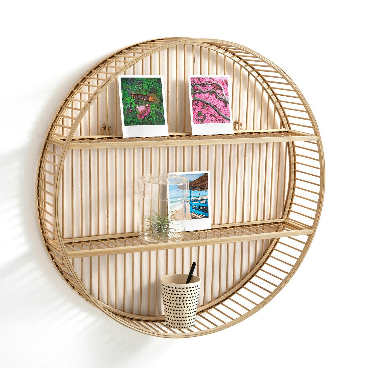 Étagère murale ronde en bambou Ø60 cm, Hadga