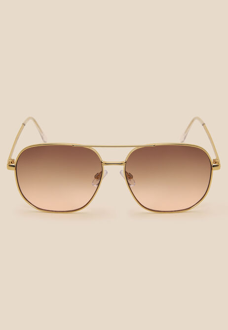 Womens Gold Frame Aviator Sunglasses