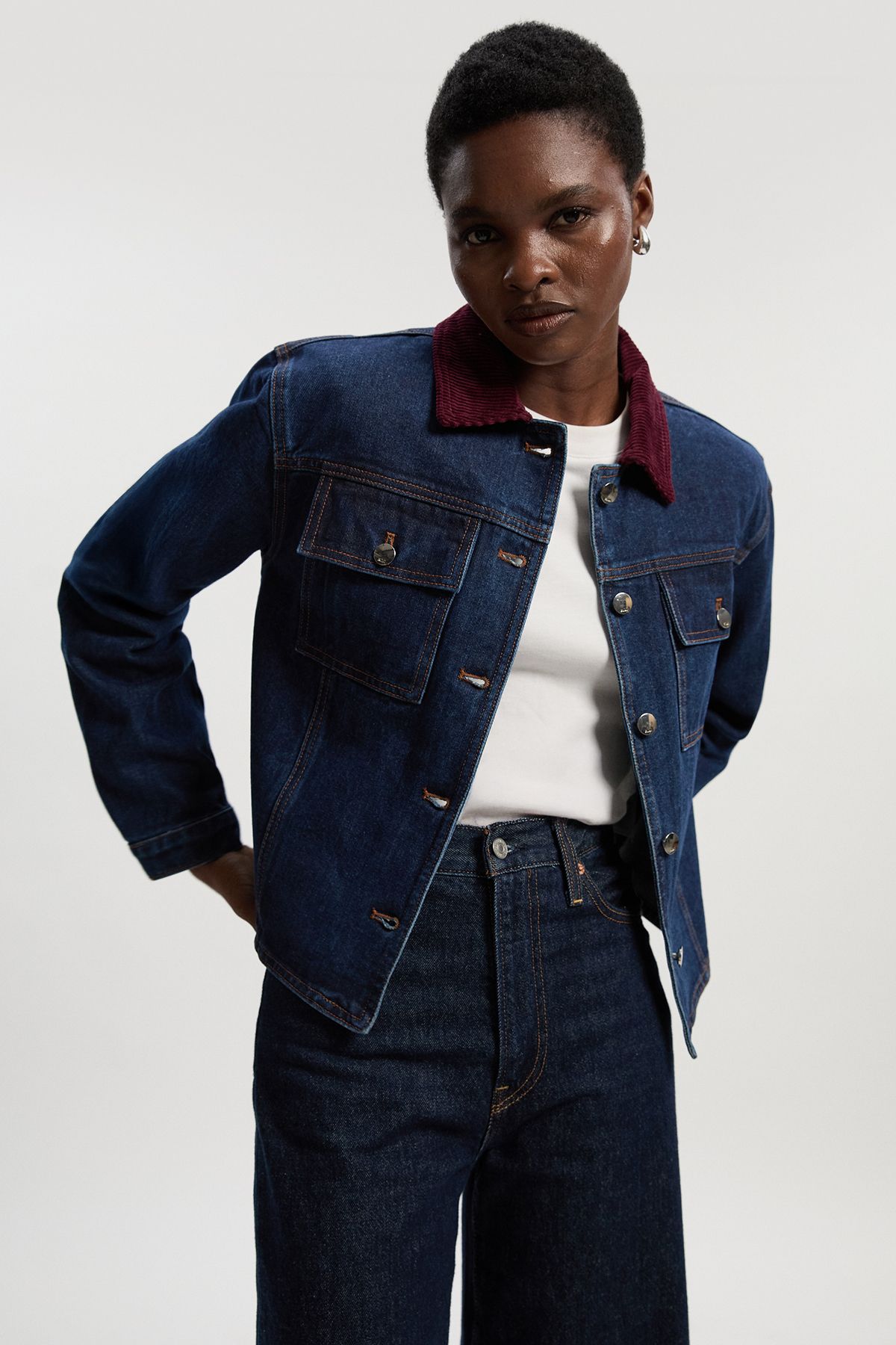 KarenMillen Denim and Cord Mix Jacket