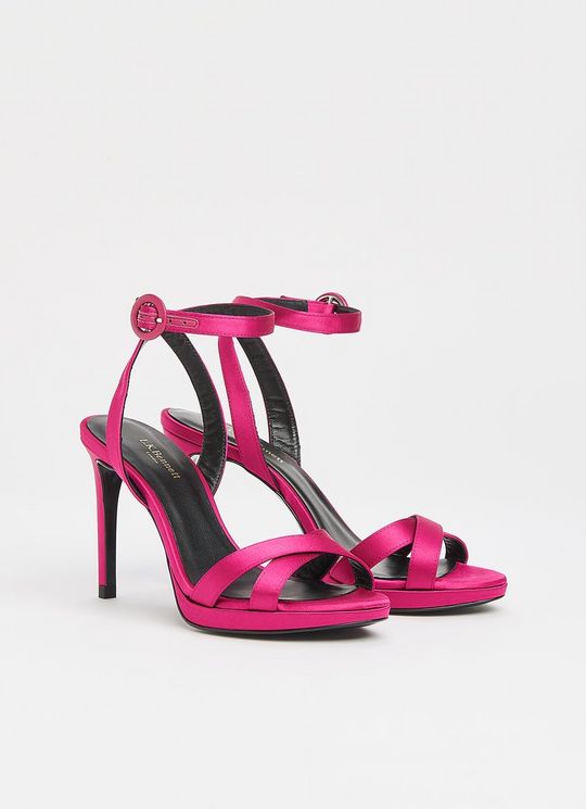 Neath Pink Satin Platform Sandals