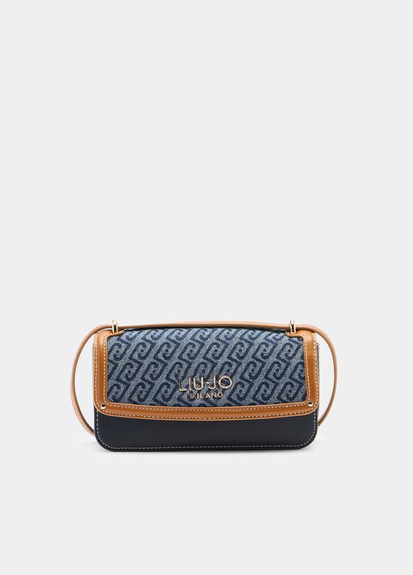 Borsa a tracolla piccola in denim jacquard