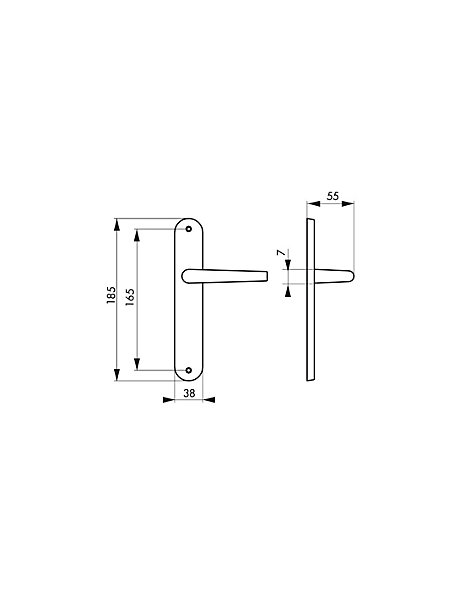 Ensemble de poignées pour porte intérieure Leto sans trou, entr'axes 165mm, argent - SP