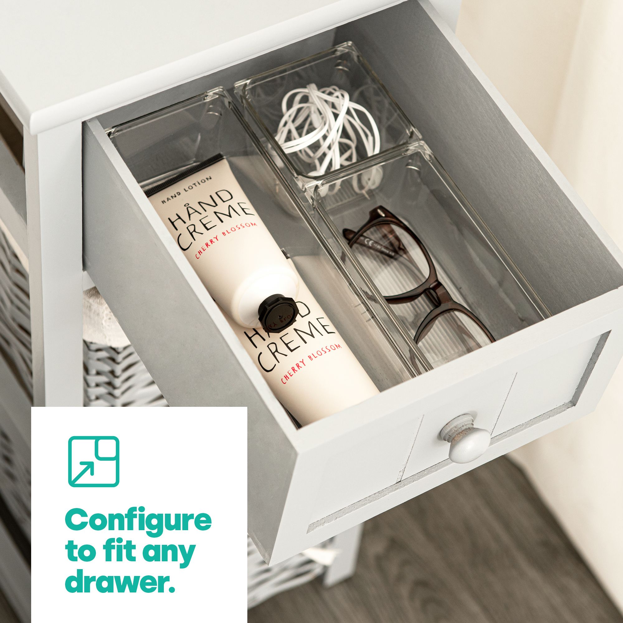 LIVIVO 9pc Drawer Organiser Tray Set Clear