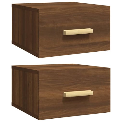 NNEVL Wall-mounted Bedside Cabinets 2 pcs Brown Oak 35x35x20 cm