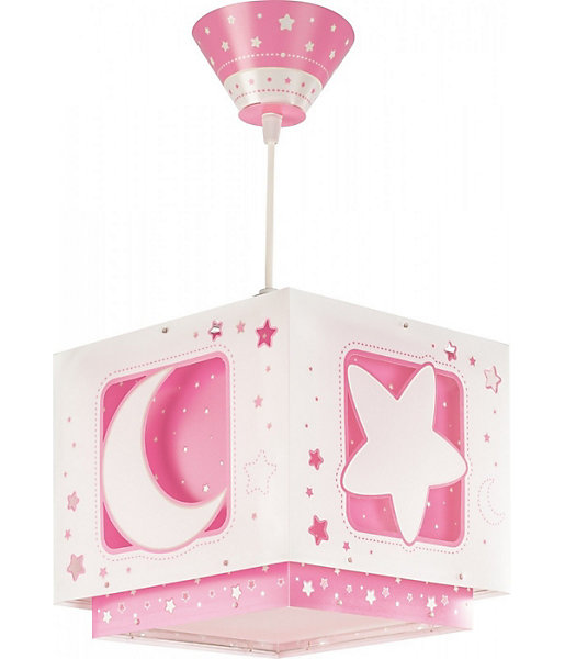Lustre et lampe suspension enfant Moonlight lune et étoiles rose