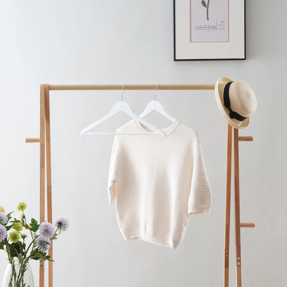 20 stuks Massief Houten Kledinghangers - Esdoorn Hout - Wit