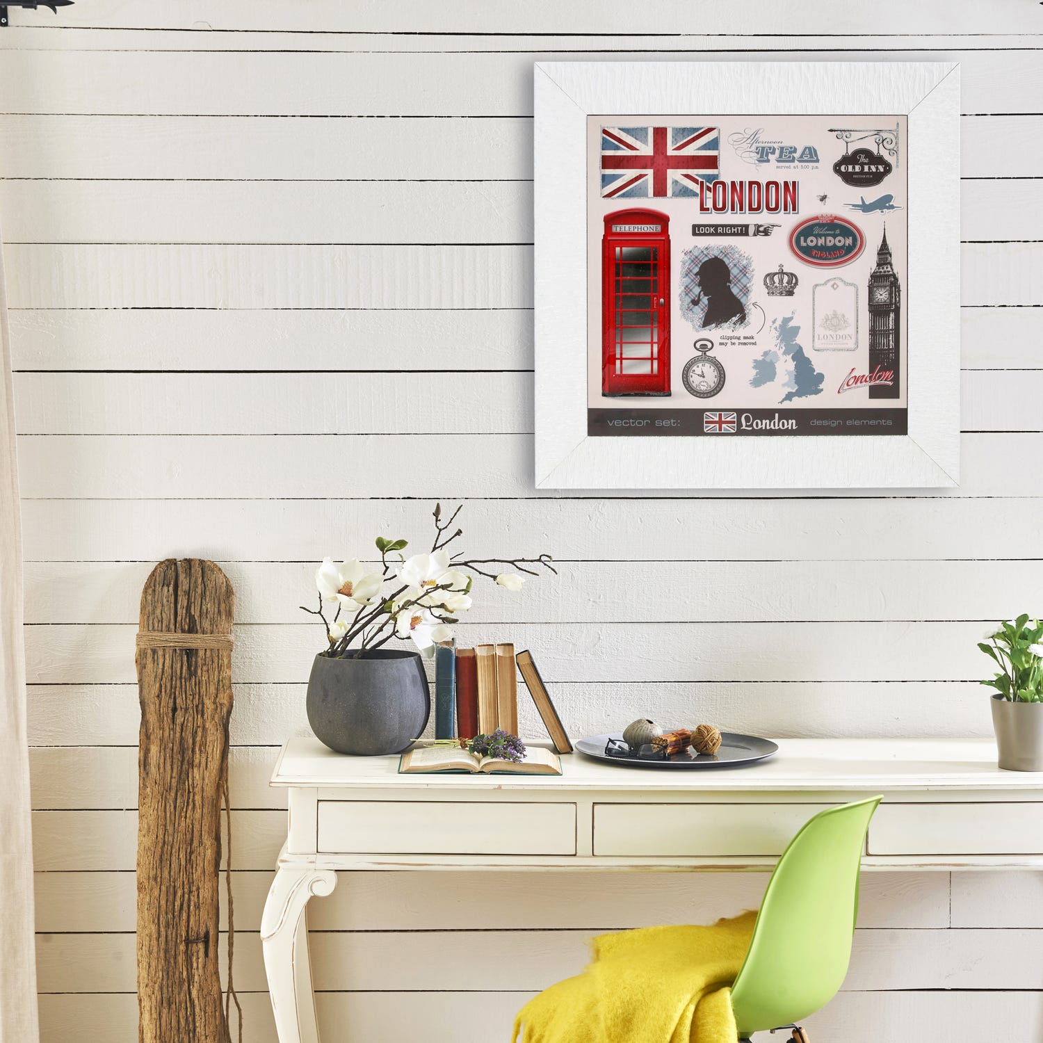 Quadro Londra con cornice con argento Miro Silver, 70x70 cm