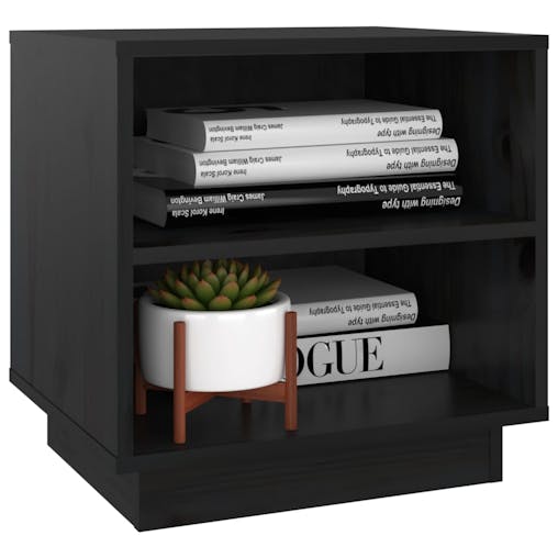 NNEVL Bedside Cabinets 2 pcs Black 40x34x40 cm Solid Wood Pine