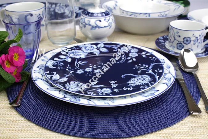 Komplet talerzy na 6 osób (18 el.) Bogucice - Evia Blue 1146