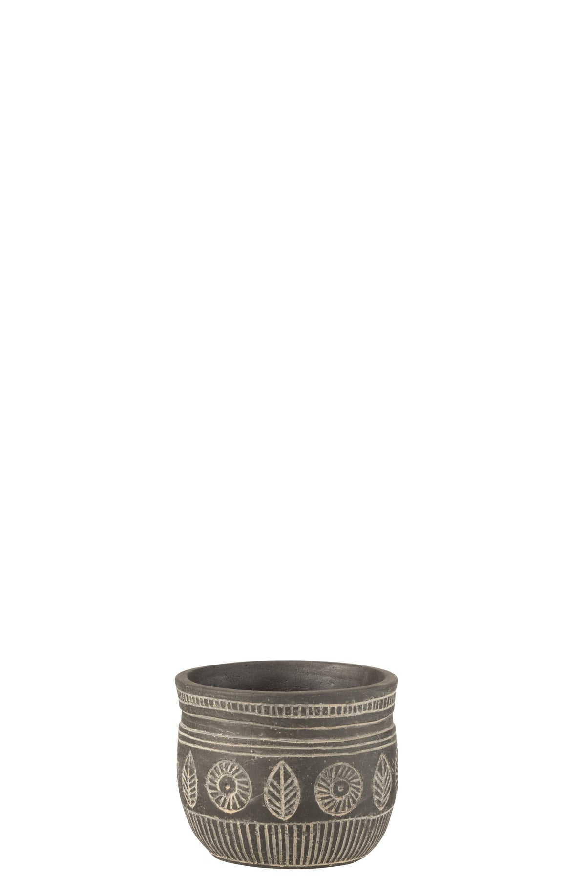 J-Line bloempot Fresco - cement - grijs - small - 2 stuks - Ø 13 cm