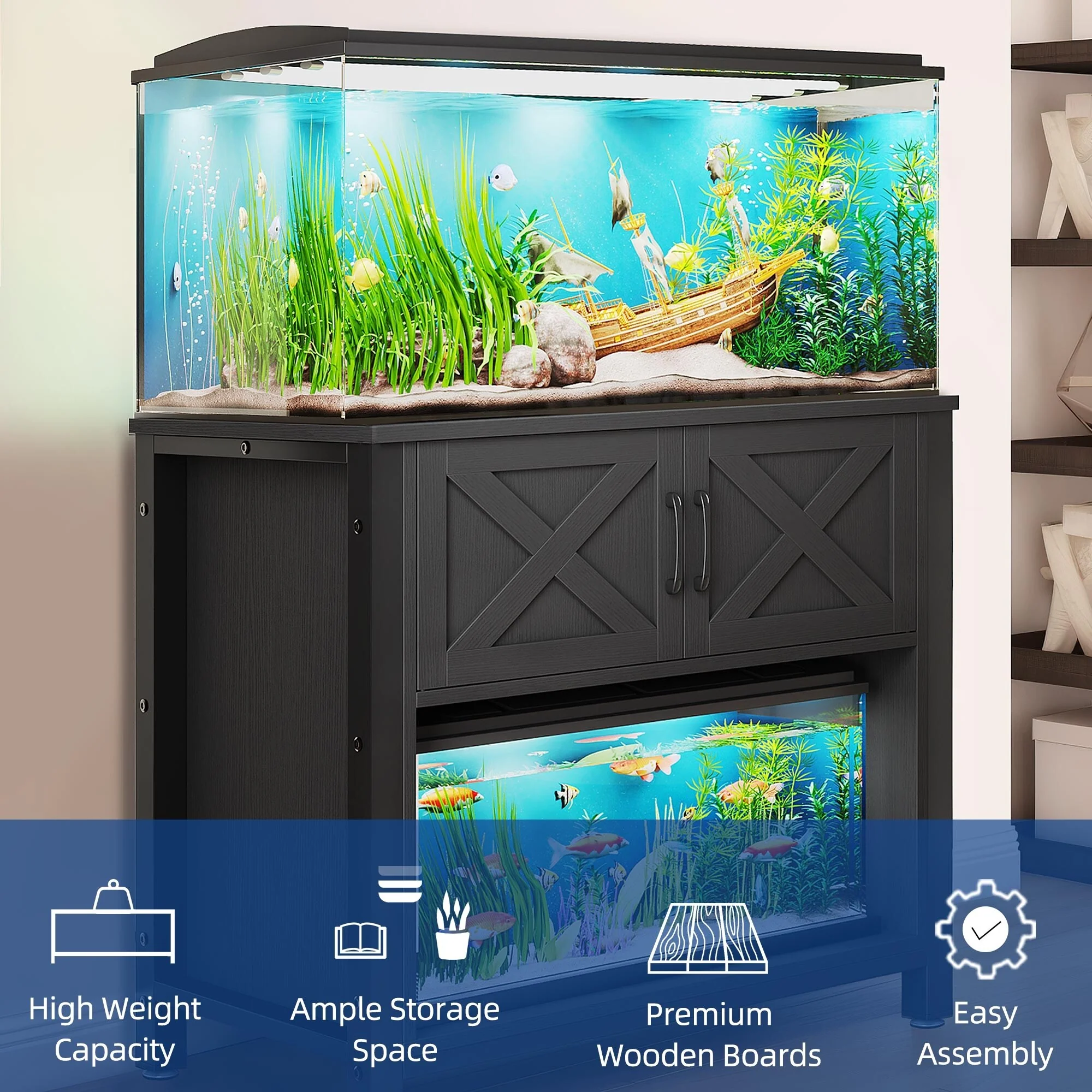 Moasis 40-50 Gallon Aquarium Stand Cabinet Fish Tank Stand with Power Outlets