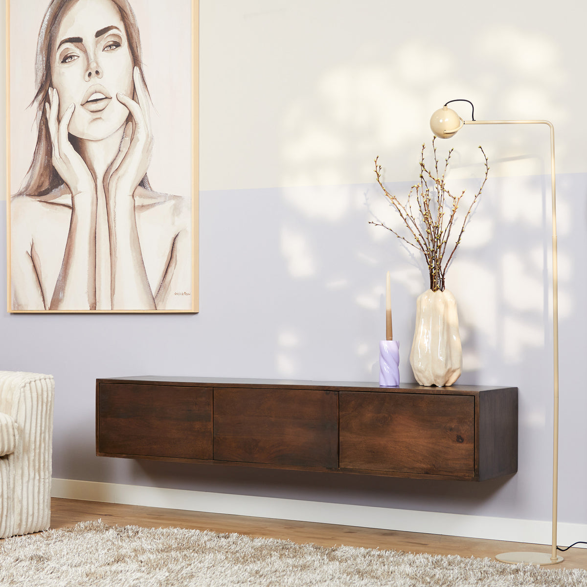 Starfurn - Zwevend tv meubel Vision Walnut - 160 cm