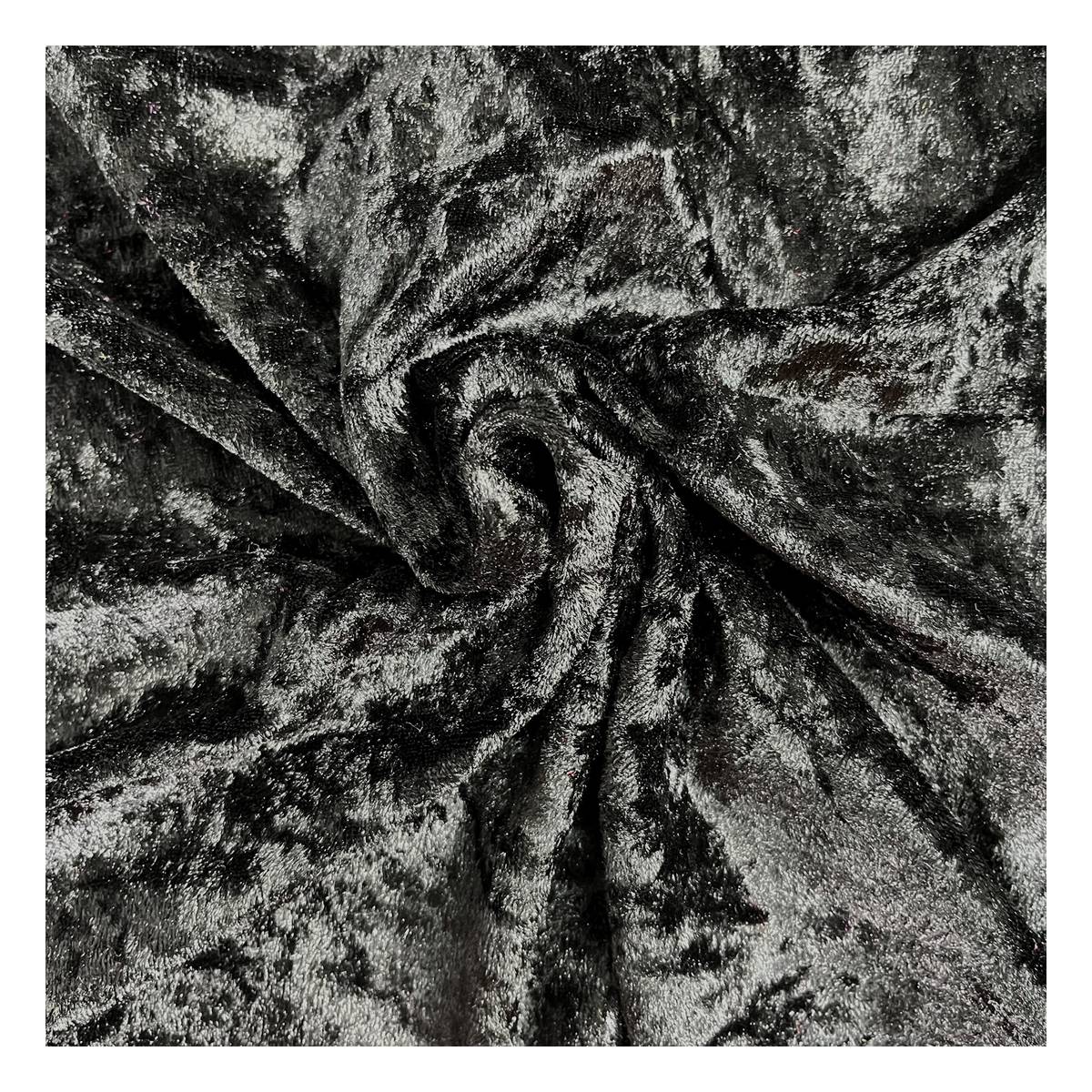 Black Crushed Velour Fabric by the Metre