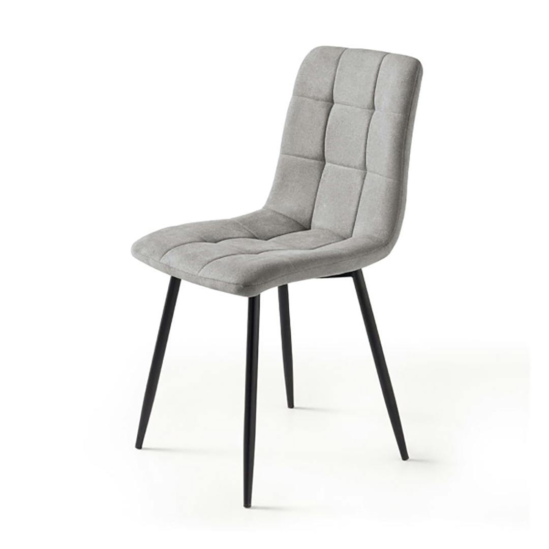 Chaise en tissu gris clair motif damier (lot de 2) LORA
