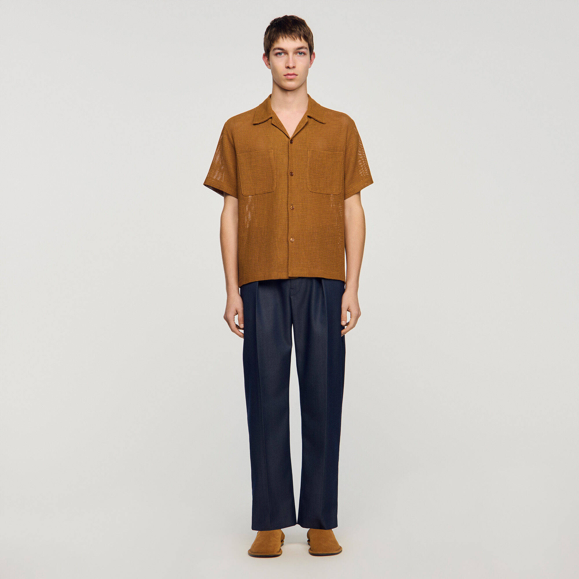 Chemise ajourée effet mesh