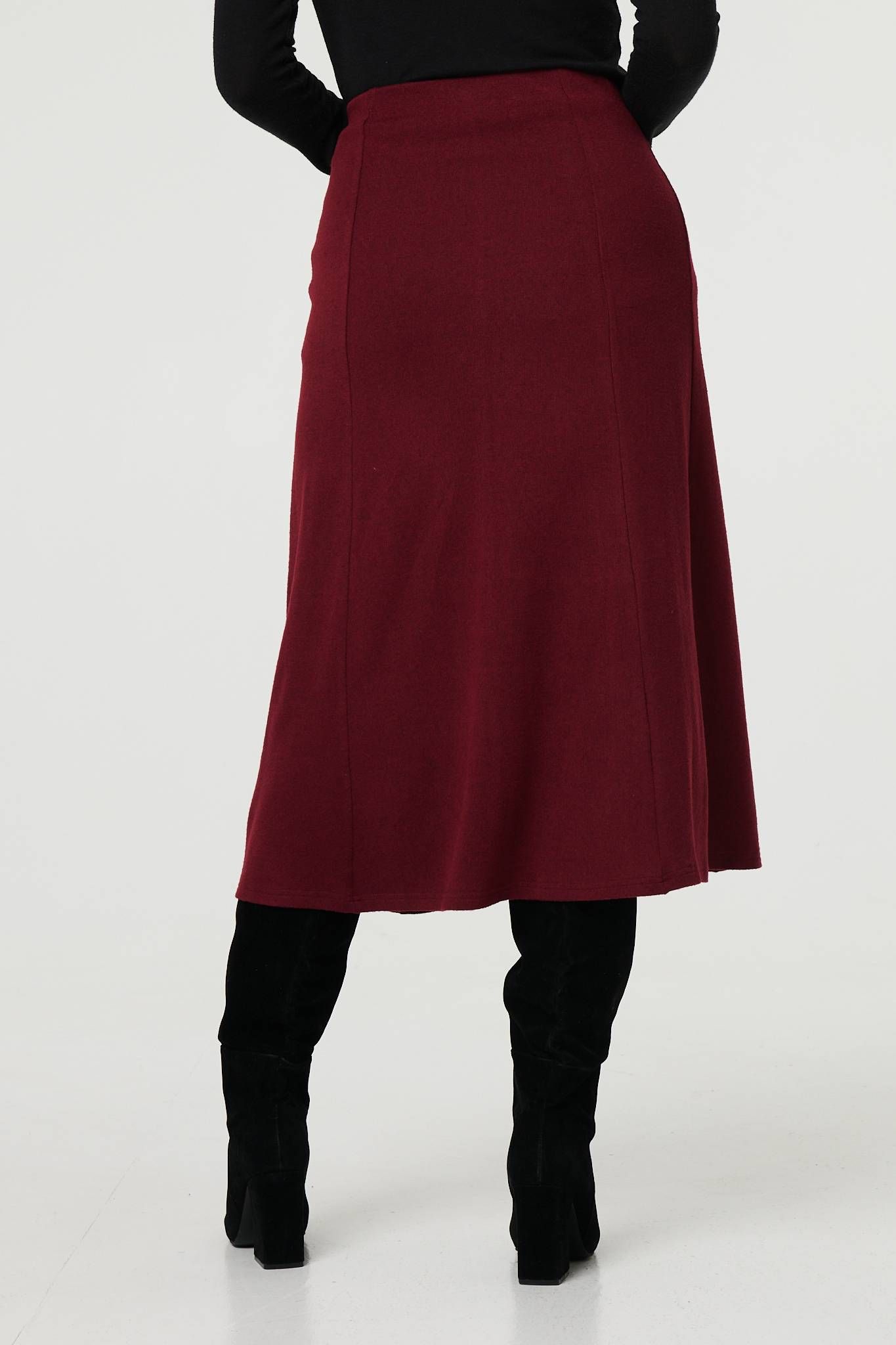 Izabel London Buttoned High Waist A-Line Midi Skirt