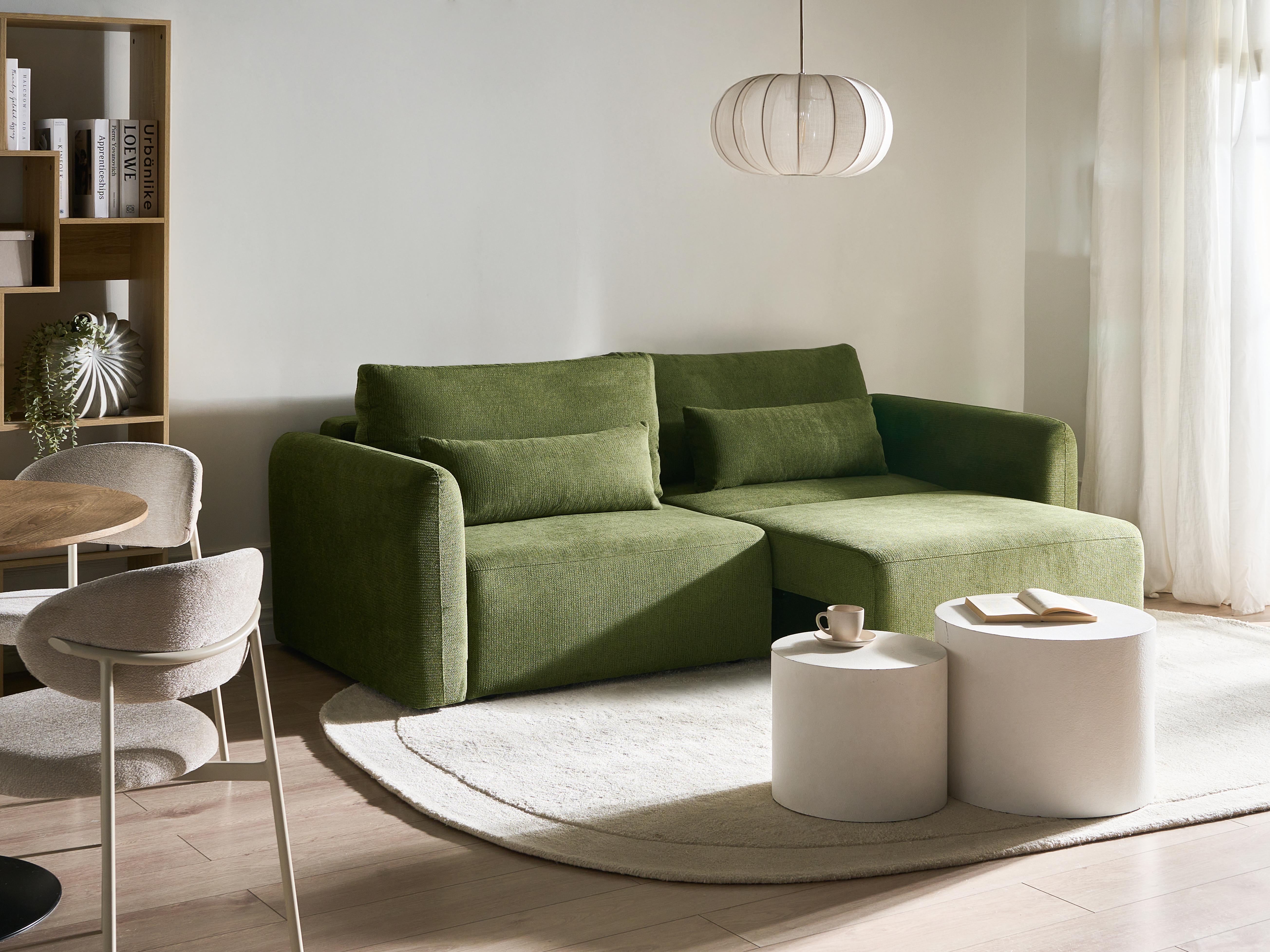 Sofa Bed 3 Seater VAXHOLM Fabric Green with Storage