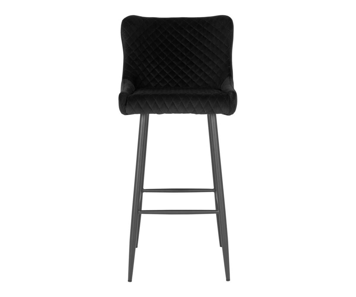 RALBI - Tabouret de bar en velours matelassé noir