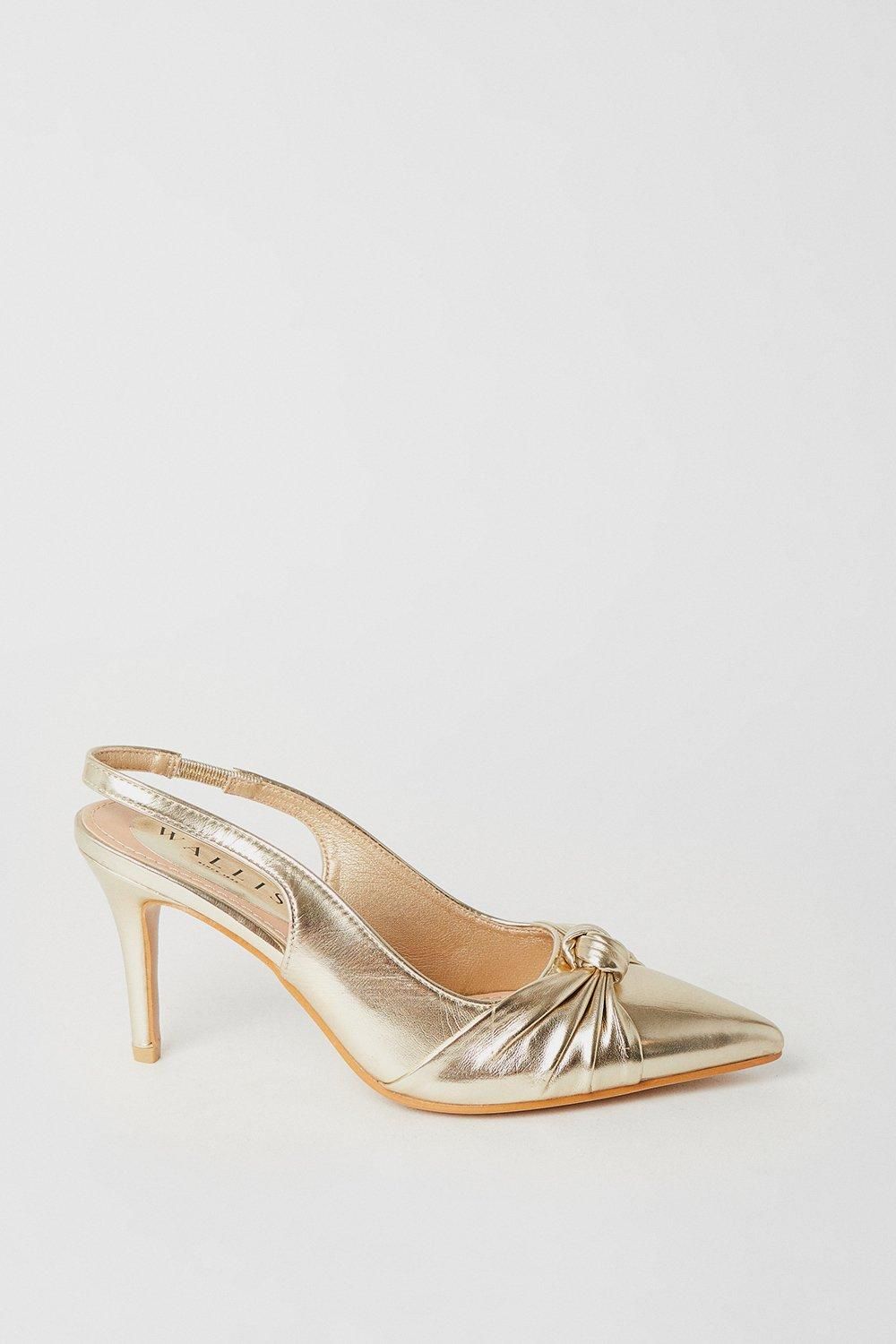 Wallis Deja Faux Leather Knot Detail Slingback Stiletto Court Shoes
