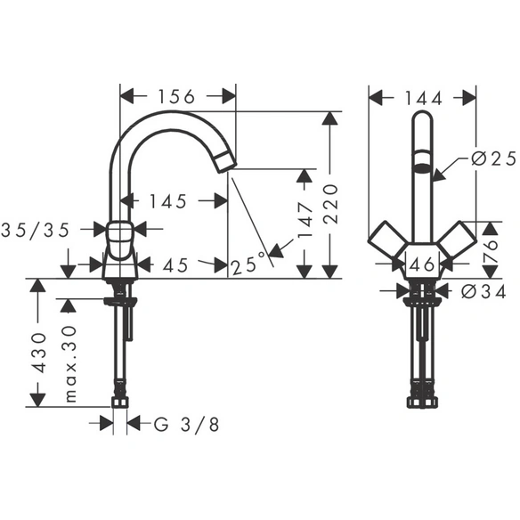 Armatur, »Logis«, rund, metall, chromfarben