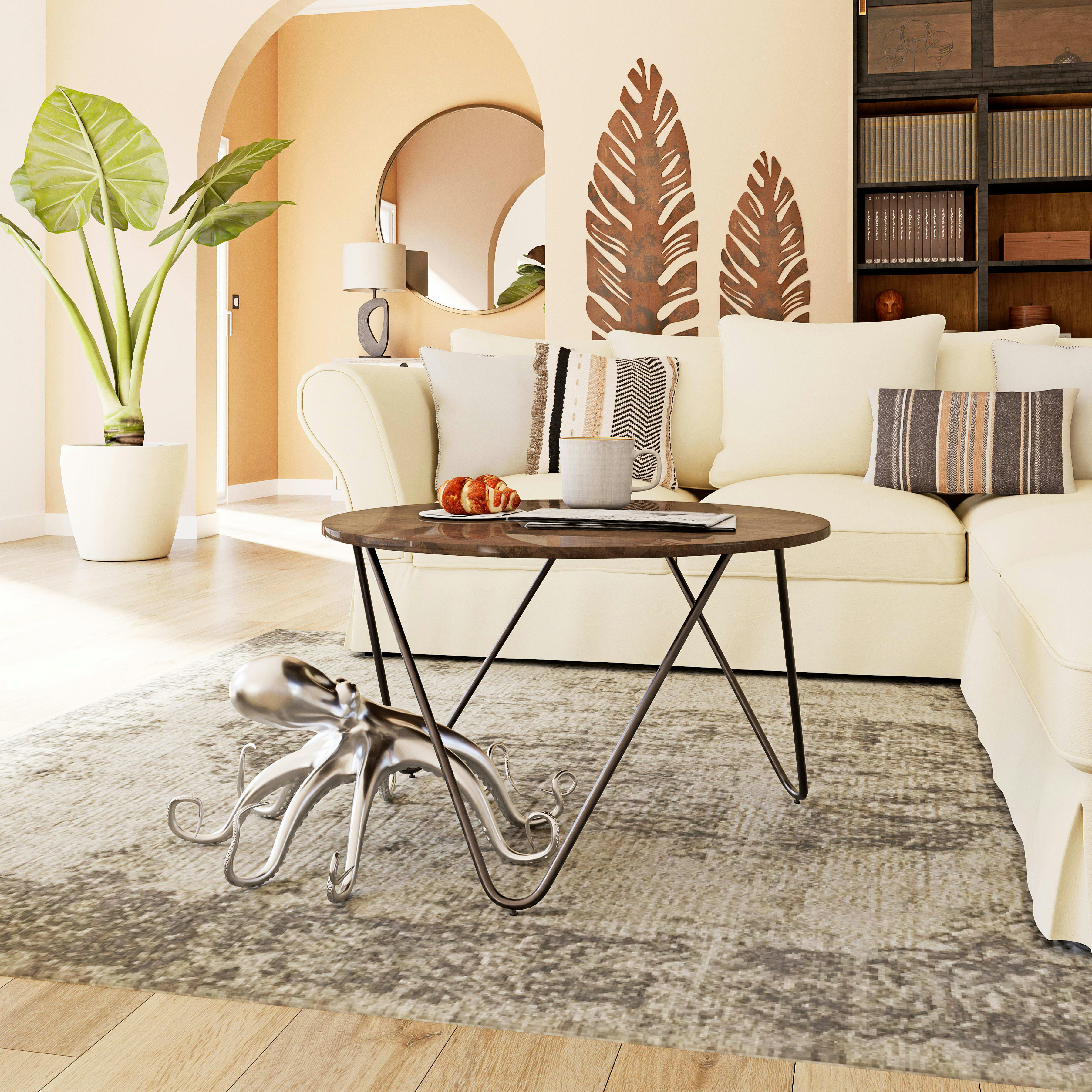 Roma - Housse de canapé d'angle fixe et convertible 6 places (matelas 6 cm) ivoire