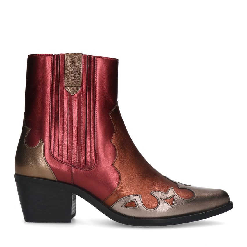 Manfield Bruine metallic leren cowboy laarzen