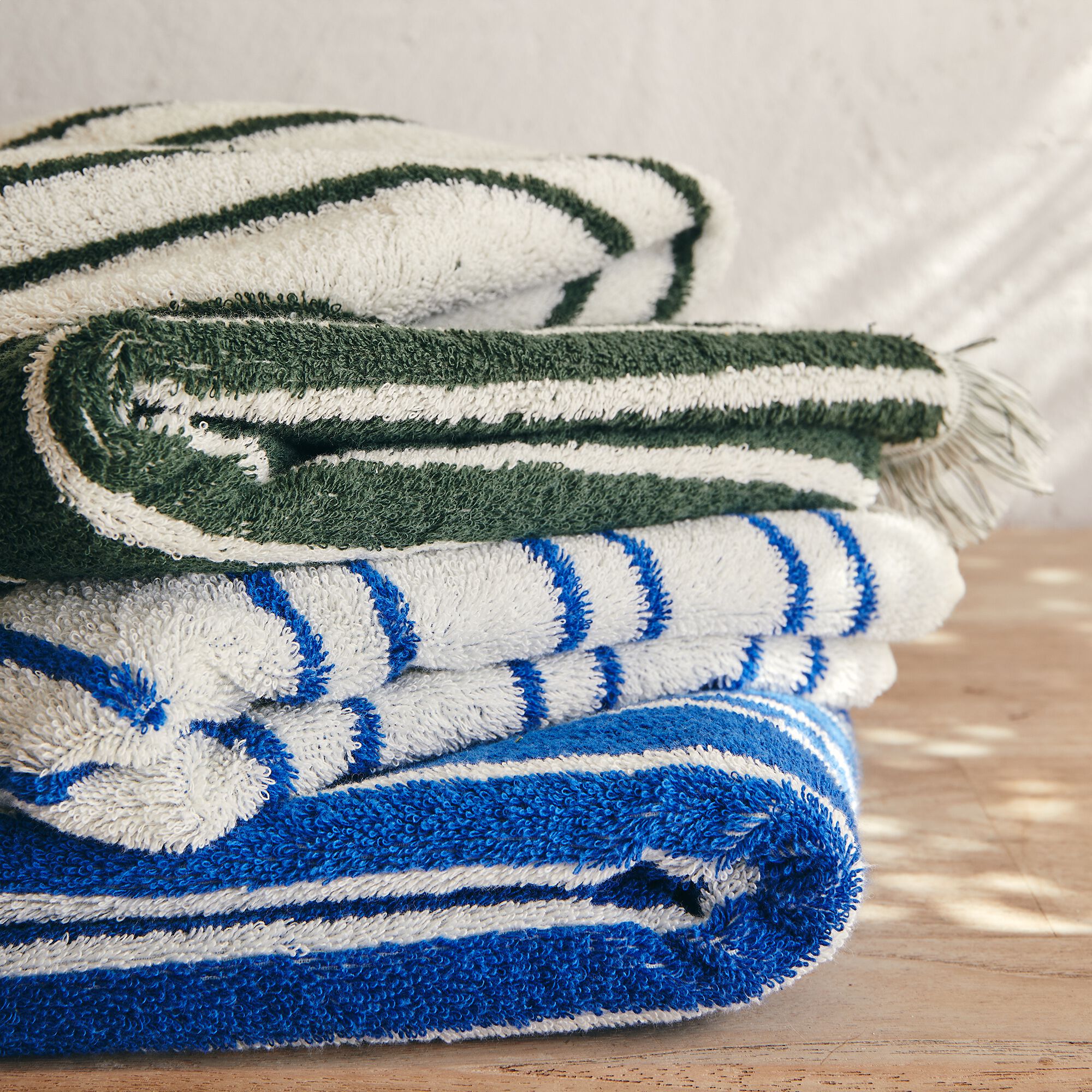 LISTRA - Drap de douche en coton à rayures 70x140cm - bleu