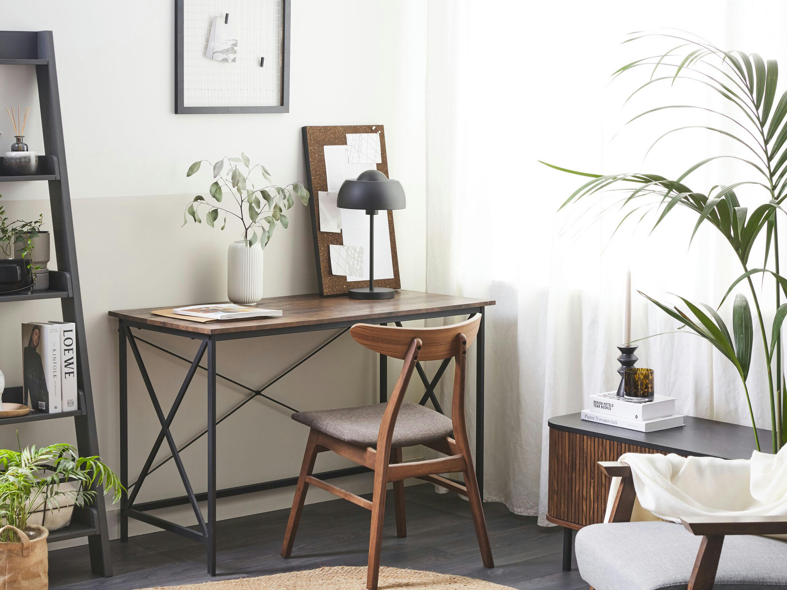FUTON - Bureau 115 x 60 cm bois foncé et noir