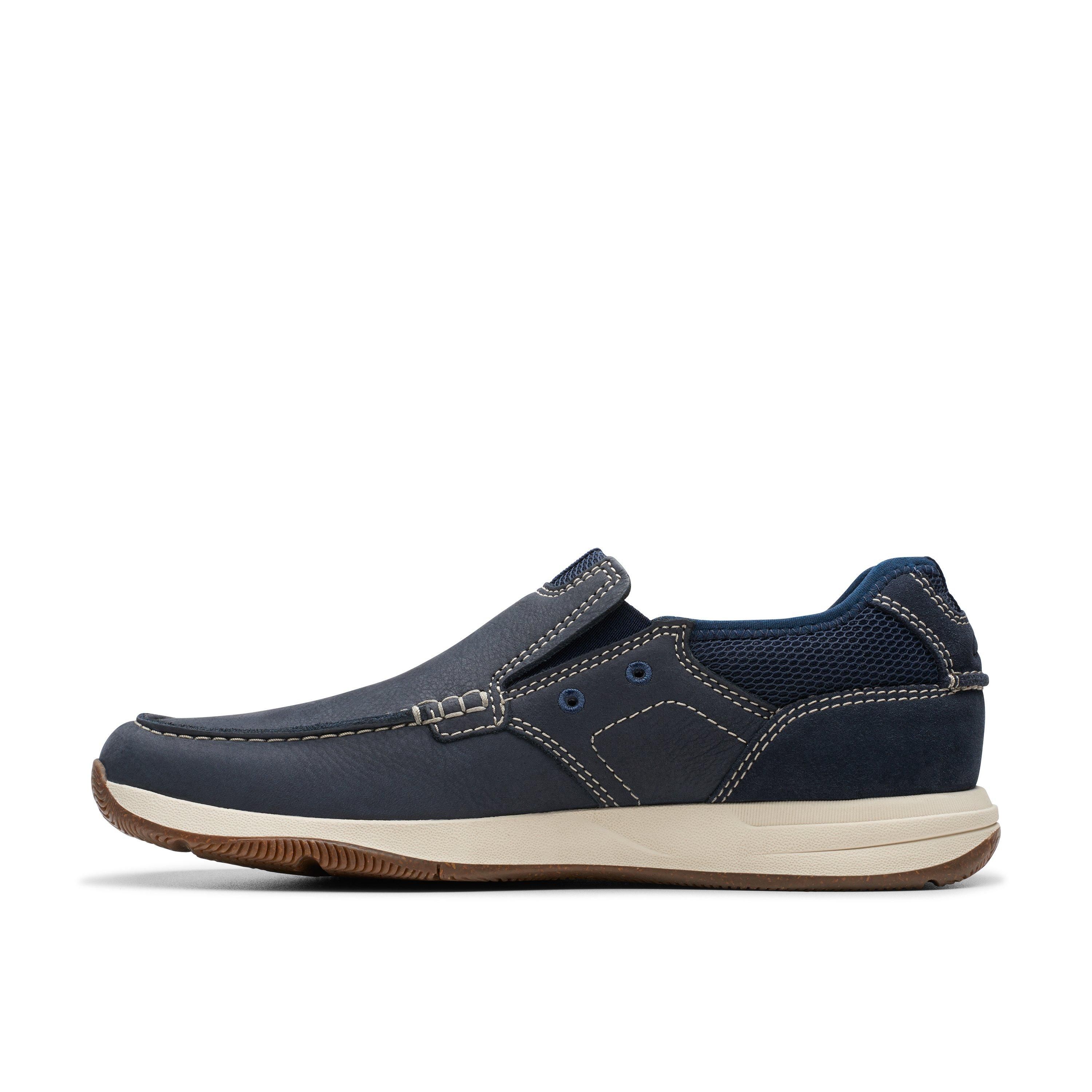 Clarks Sailview Step Loafer Navy Nubuck Slip Ons,Boat Shoes