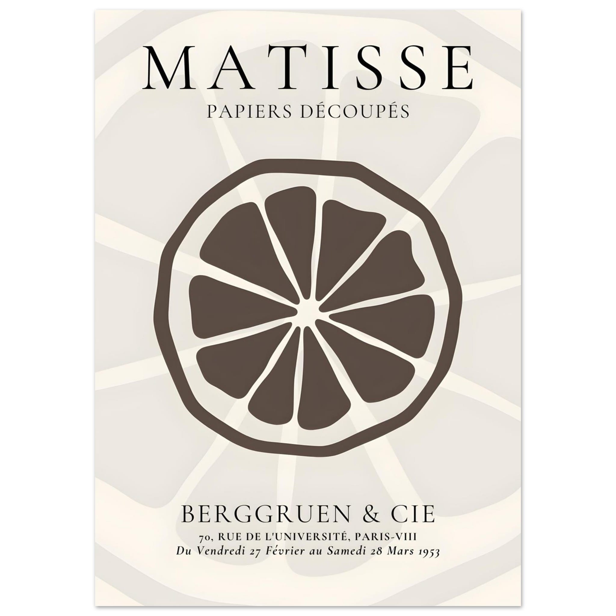 Artfulprints Poster Matisse – Slice of an orange  - 50x70 cm - Grijs