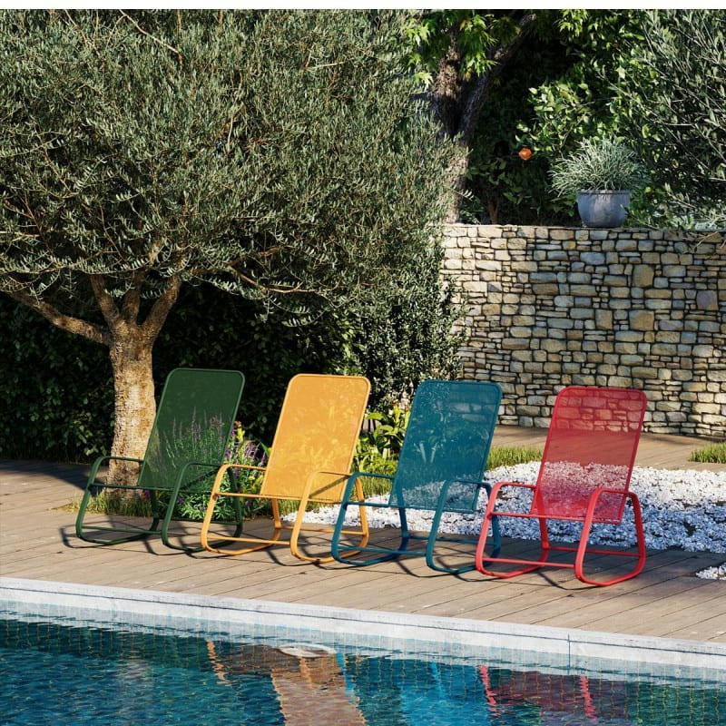 POP - Fauteuil à bascule en acier terracotta