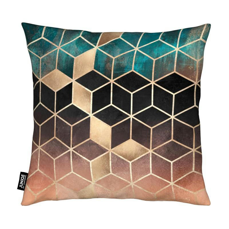 OMBRE DREAM CUBES - Coussin en microfibre en rose & turquoise 40x40