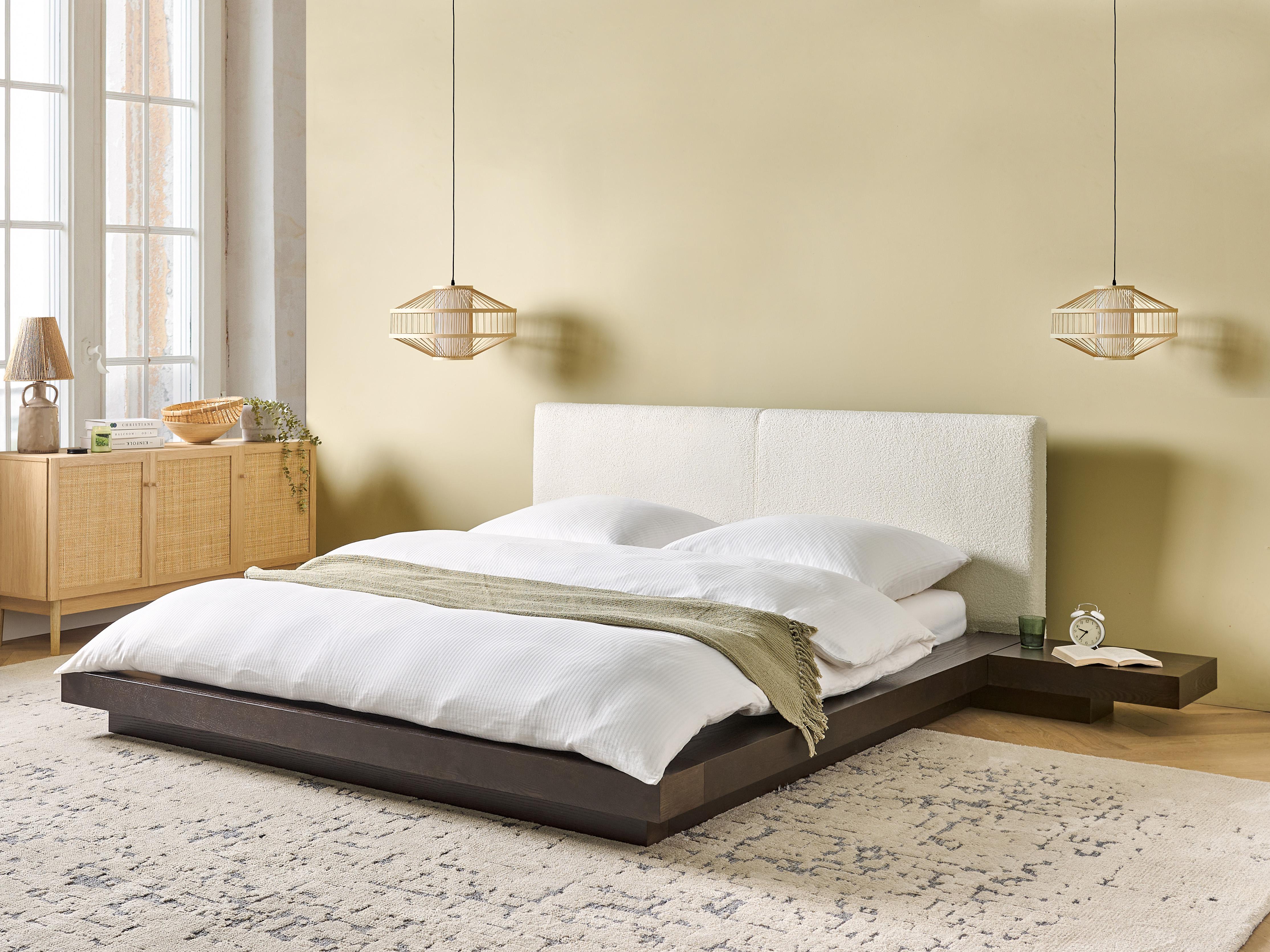Bed Boucle ZEN 160 x 200 cm (EU King Size) Dark Ash Wood