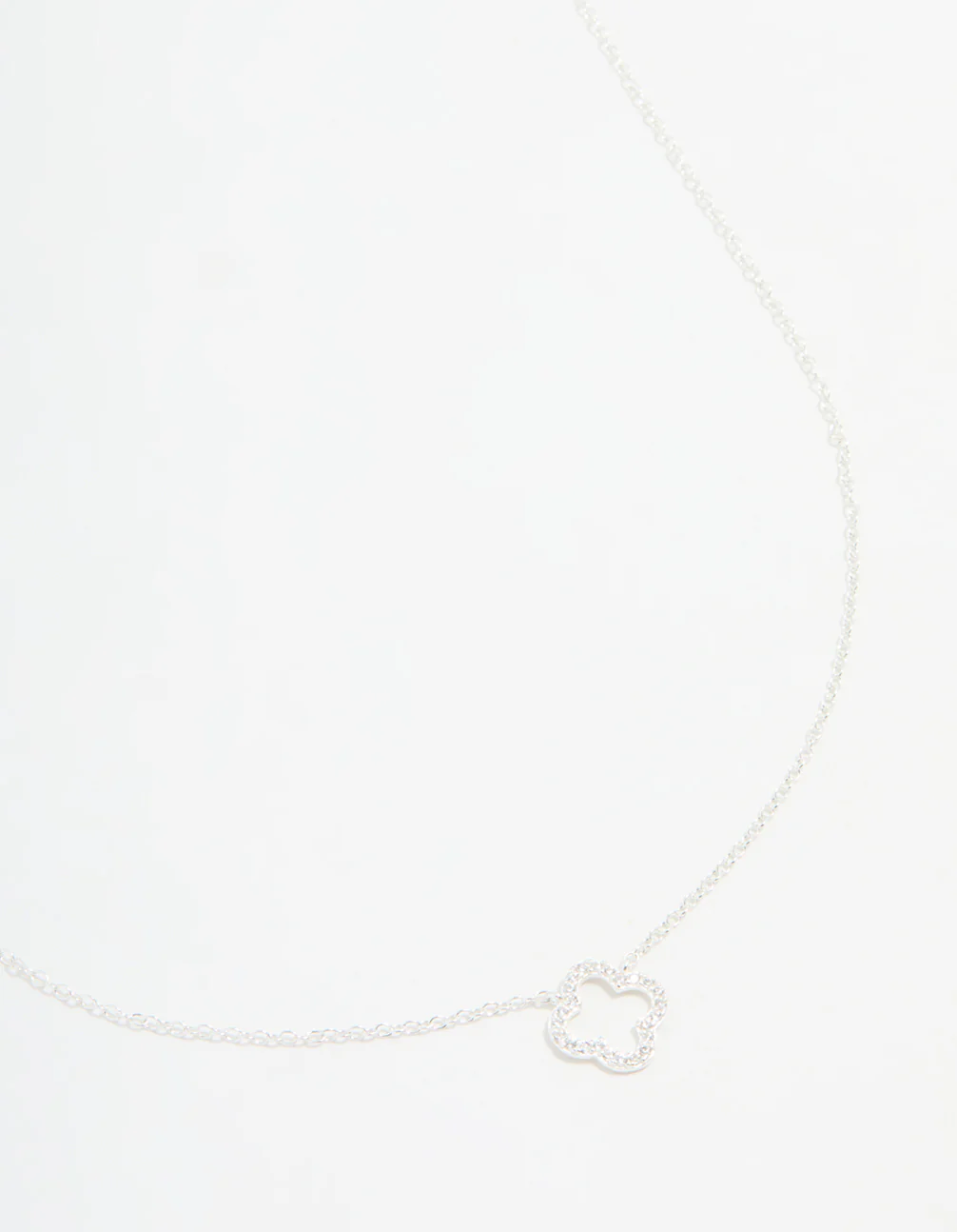 Sterling Silver Cubic Zirconia Flower Pendant Necklace