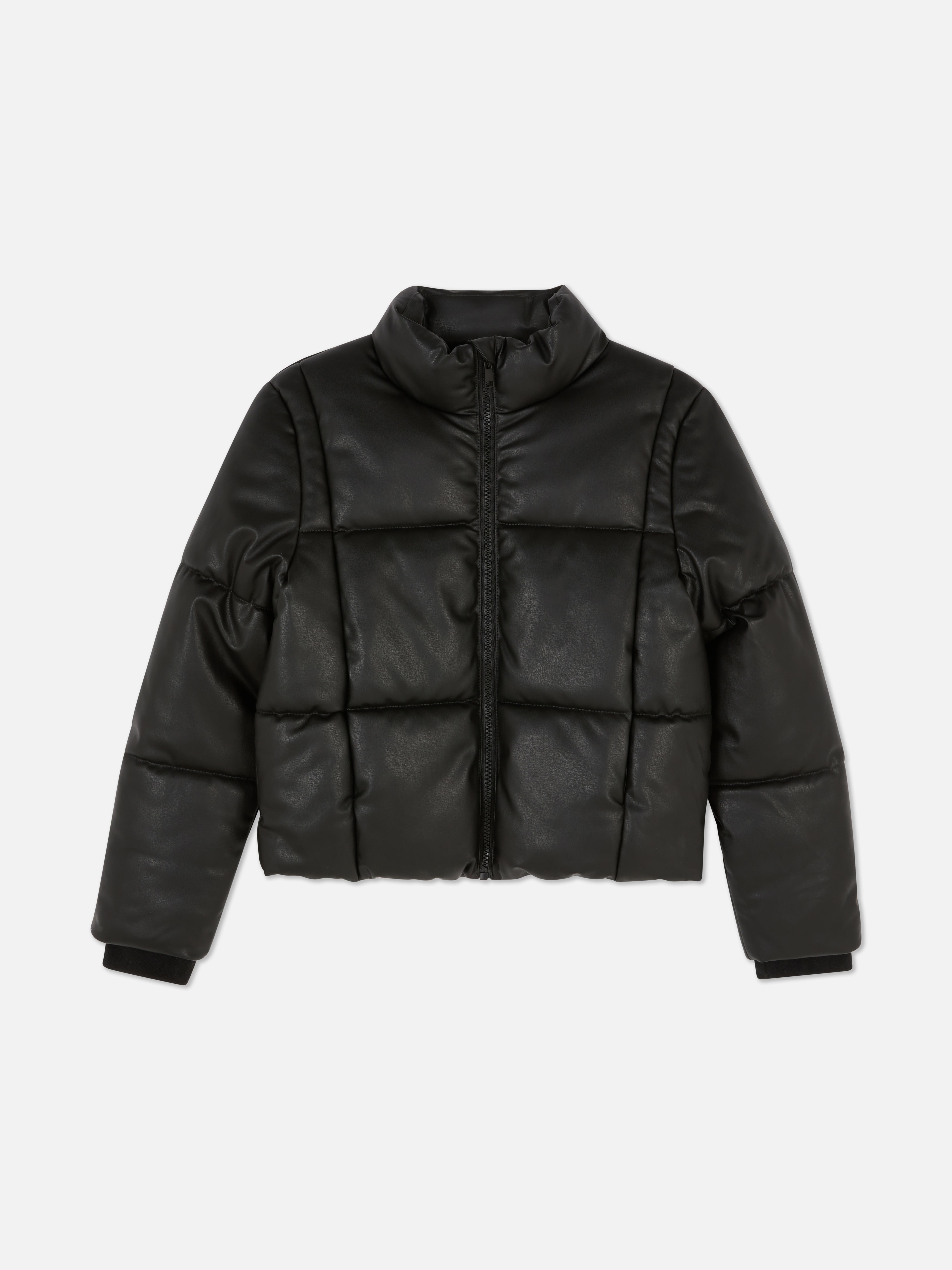 7-15yrs | Faux Leather Puffer Jacket