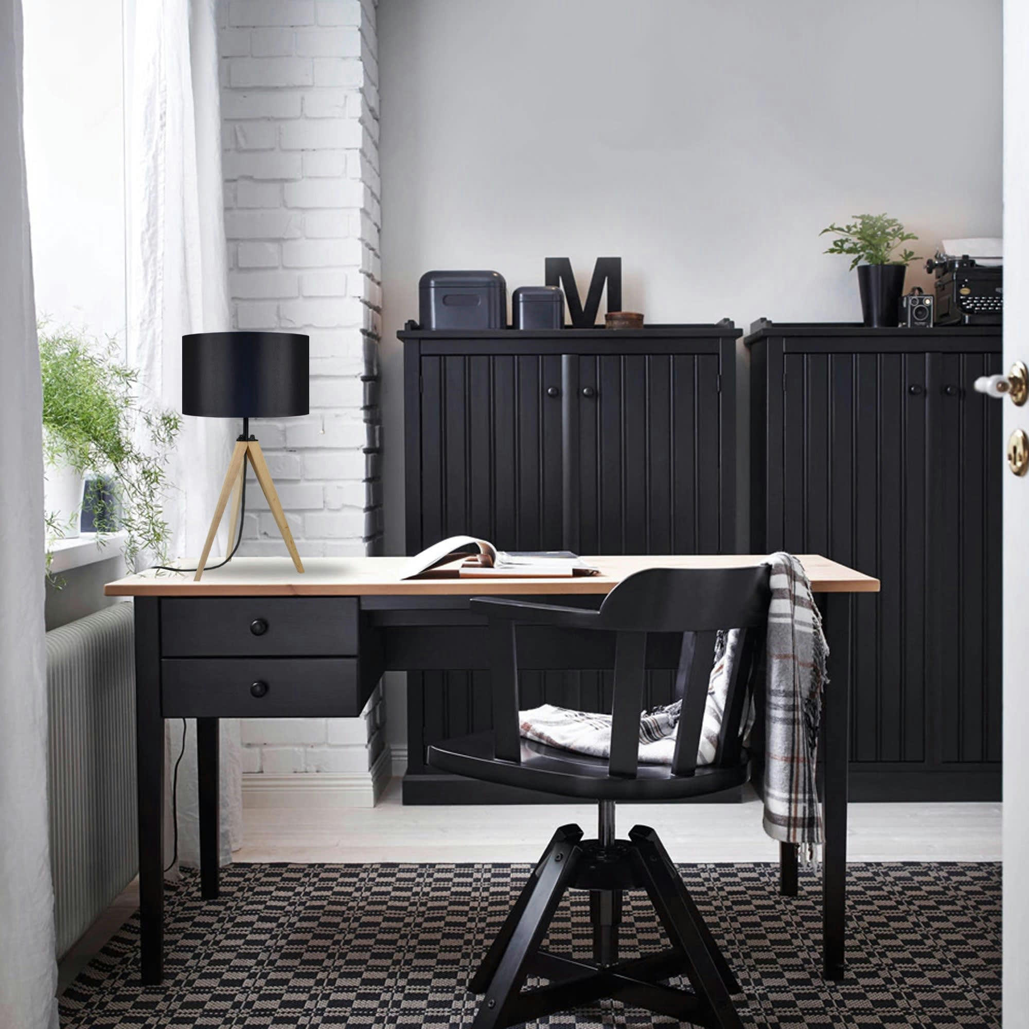 IDUN - Lampe de chevet bois naturel et noir