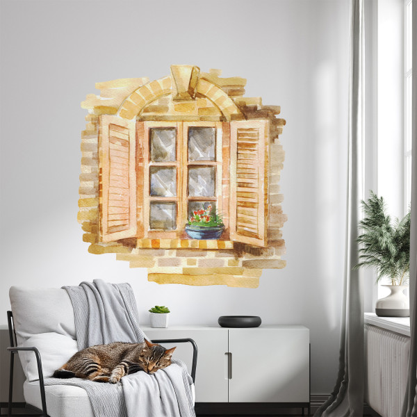 Naklejka dziura 3D sielskie okno efekt dziury 74x80